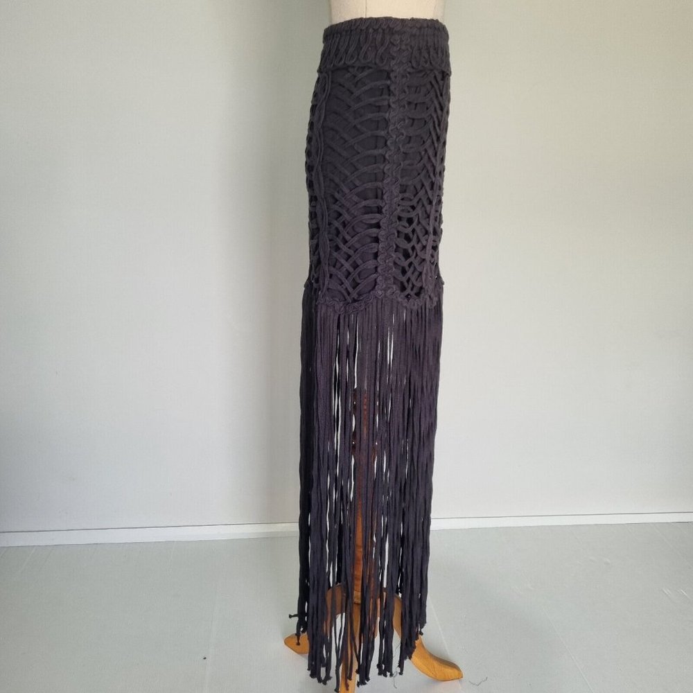 Sass & Bide Cotton Twists Black Lace Fringe Mini Skirt Size 12 - Picture 4 of 11